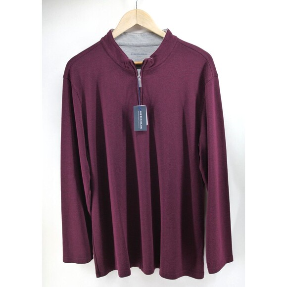 Mizzen Main Pullover Mens 2XL Burgundy Proflex‎ Quarter 1/4 Zip Sweater NWT - Picture 1 of 8